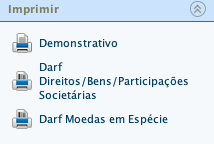 Opções de impressão do demonstrativo e DARF
